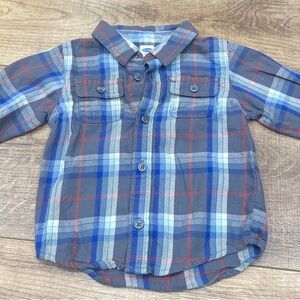 Old Navy Kids Plaid Button Down Shirt - Blue, Red, Gray